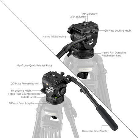 SmallRig 6554 - wytrzymała głowica video, Heavy-Duty - szczegóły